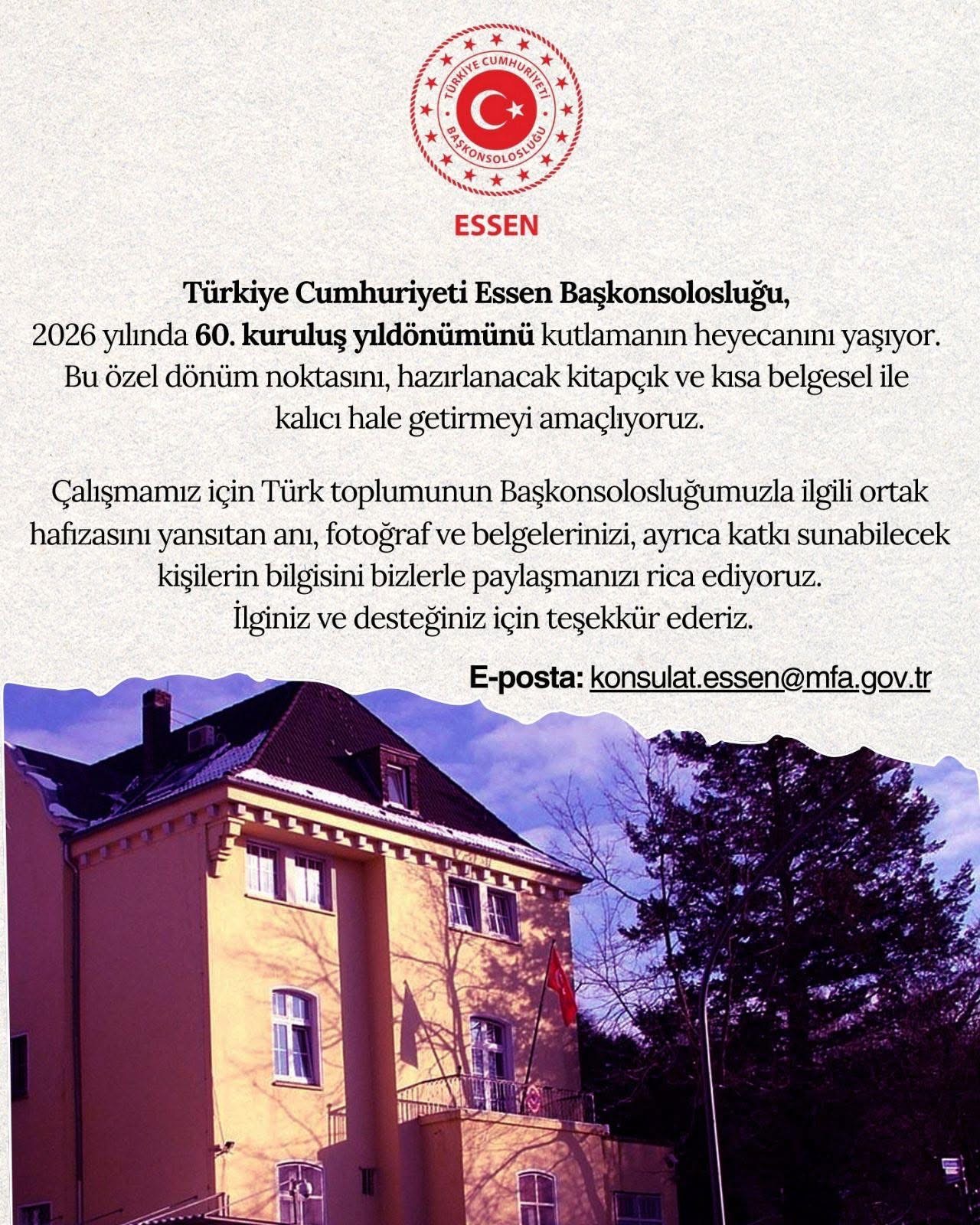 T.C. Essen Başkonsolosluğu 60. Yılını Kitapçık ve Belgeselle Taçlandıracak