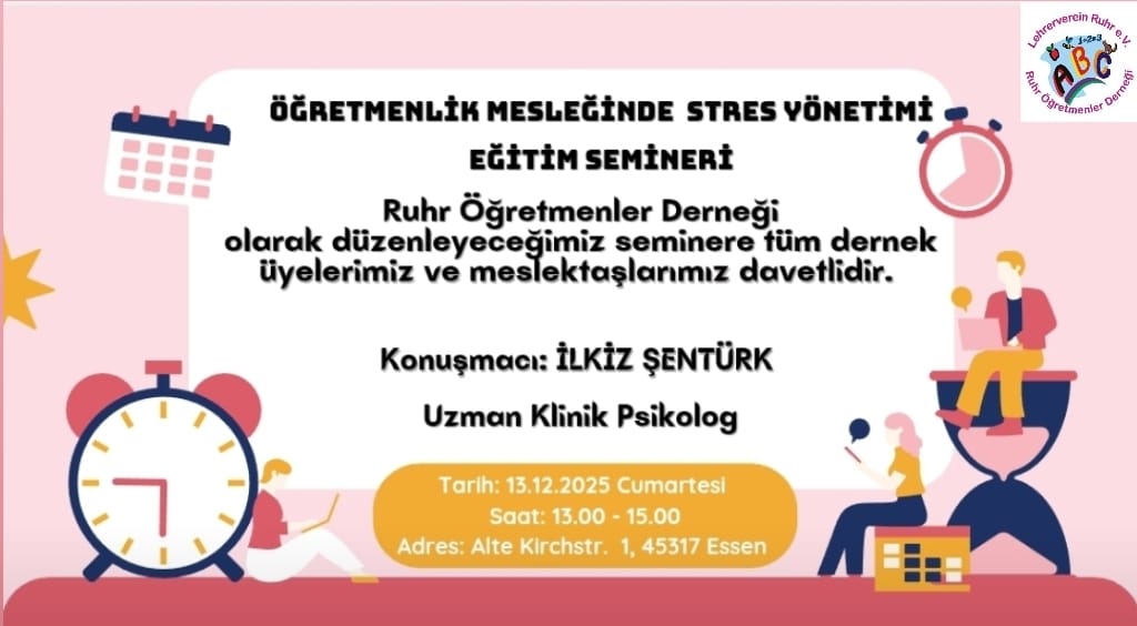 ÖĞRETMENLERE STRES YÖNETİMİ SEMİNERİ: RUHR ÖĞRETMENLER DERNEĞİ’NDEN ÖNEMLİ EĞİTİM