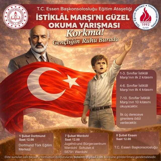 Essen Eğitim Ataşeliği’nden İstiklâl Marşı’nı Güzel Okuma Yarışması