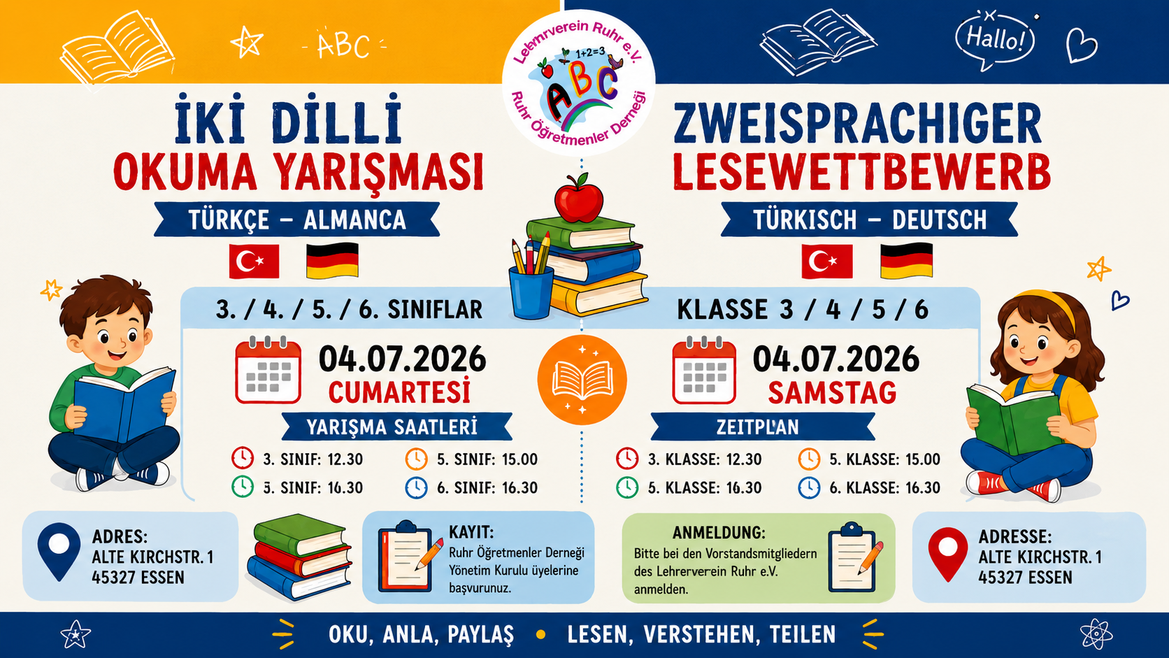 ESSEN’DE TÜRKÇE-ALMANCA İKİ DİLLİ OKUMA YARIŞMASI HEYECANI