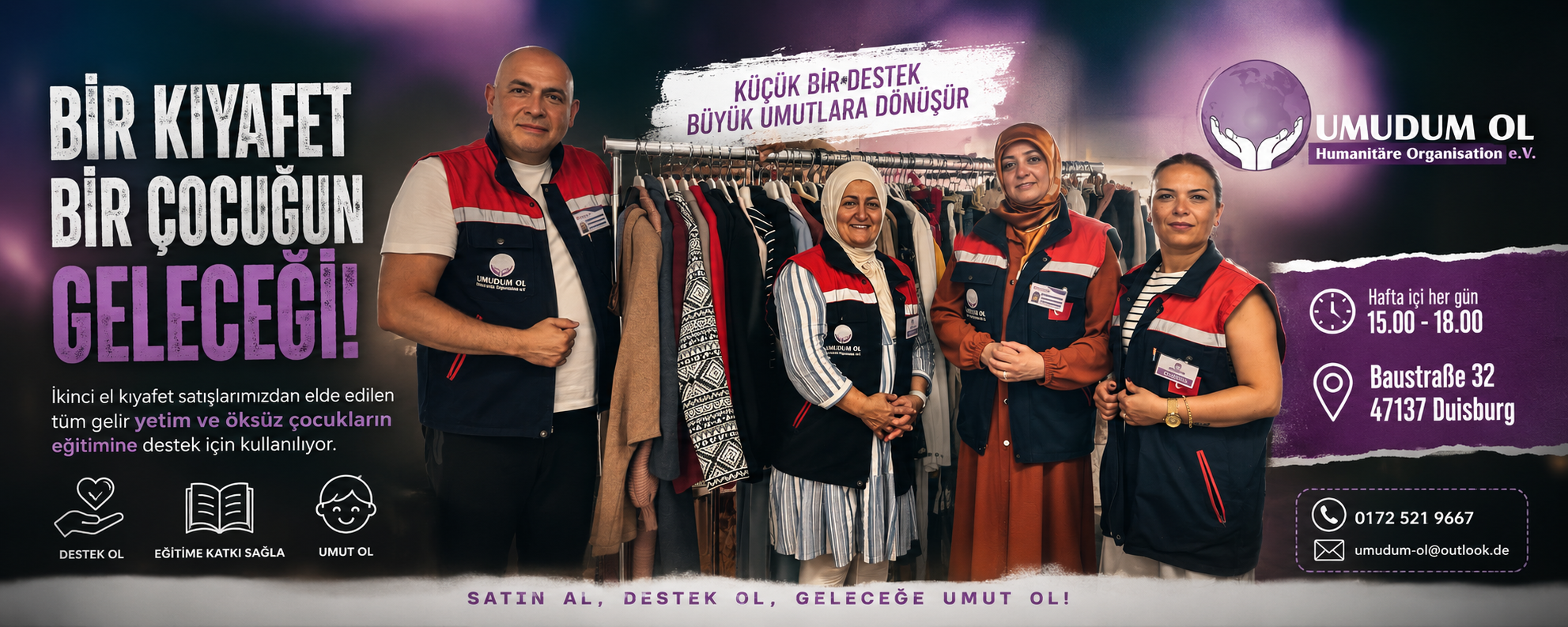 UMUDUM OL DERNEĞİ’NDEN ANLAMLI PROJE: İKİNCİ EL KIYAFET SATIŞIYLA YETİM VE ÖKSÜZ ÇOCUKLARA DESTEK